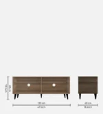 Terraa Handmade Acacia Wood Entertainment Console In Natural Stone Finish - Image 2