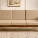 Tezal Sheesham Wood 3 Seater Sofa In Beige Colour