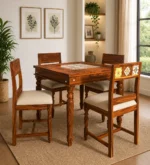 Uelvora Sheesham Wood Dining Set in Light Earth Finish