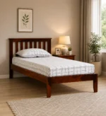 Uivora Wooden Single Bed with Elegant Look in Natural Grain Finish for Home Interiors