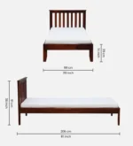 Uivora Wooden Single Bed with Elegant Look in Natural Grain Finish for Home Interiors - Image 7