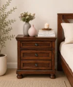 Ulmorin Contemporary Wooden Bedside Table with Open Shelf