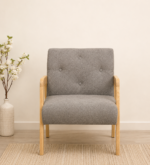 Verona Modern Upholstered Sheesham Wood Accent Chair for Living Room
