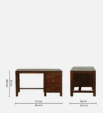Villa Sheesham Wood Writing Table in Scratch Resistant Honey Oak Finish - Image 3