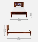 Wenvora Solid Sheesham Wood Single Bed in Premium Natural Finish - Image 5
