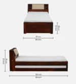 Weto Single Bed in Wenge Finish with Box Storage - Image 11