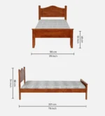 Wexora Solid Sheesham Wood Single Bed with Strong Base in Natural Finish for Home - Image 2