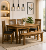 Woodine Luxury 6 Seater Dining Table Set in Solid Sheesham Wood for Modern Homes