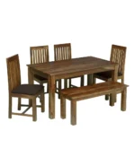 Woodine Luxury 6 Seater Dining Table Set in Solid Sheesham Wood for Modern Homes - Image 6