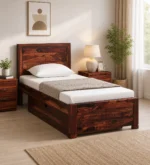 Orenova Minimal Wooden Single Bed Frame with Durable Structure in Natural Finish