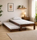 Yalvora Premium Wooden Single Bed in Natural Grain Texture