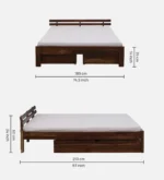Yaturyx Sheesham Wood Storage Bed in Raw Natural Finish - Image 2