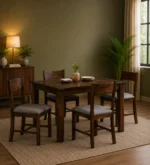 Ylara Solid Sheesham Wood 4 Seater Dining Table in Natural Teak Finish