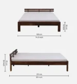 Yorvella Contemporary Natural Oak Wood Bed with Elegant Headboard Design - Image 3