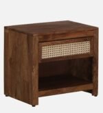 Osvren Solid Wood Nightstand in Bark Amber Finish with Drawer - Image 2