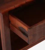 Troven Teak Wood Nightstand in Pale Flint Finish with Cabinet - Image 3