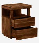 Pelvyn Sheesham Wood Bedside Table in Sunlit Stone Natural Finish - Image 2