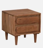 Sovren Solid Wood Bedside Table in Warm Clay Natural Finish - Image 3
