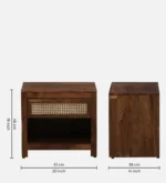Osvren Solid Wood Nightstand in Bark Amber Finish with Drawer - Image 3
