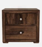 Hloven Solid Wood Bedside Table in Weathered Sand Natural Finish - Image 2