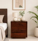 Zovren Solid Wood Bedside Table in Dusty Ember Natural Finish