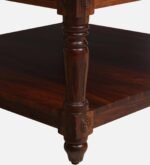 Birchwood Round Coffee Table with Wicker Shelf in White - Image 2