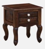Daven Acacia Wood Nightstand in Golden Pebble Finish with Drawer - Image 2
