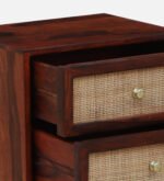 Felorn Sheesham Wood Bedside Table in Twilight Walnut Natural Finish - Image 2