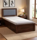 Eakvera Solid Wood Single Bed in Light Natural Finish