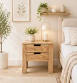 Wolde Acacia Wood Bedside Table in Pale Dusk Natural Finish