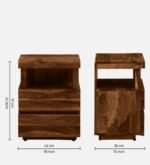 Pelvyn Sheesham Wood Bedside Table in Sunlit Stone Natural Finish - Image 3