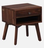 Weldyn Solid Teak Nightstand in Dusk Amber Finish with Shelf - Image 4