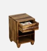 Kroven Acacia Wood Nightstand in Rustic Loam Finish with Drawer - Image 3
