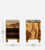 Kroven Acacia Wood Nightstand in Rustic Loam Finish with Drawer - Image 4