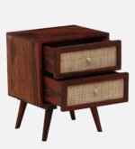 Felorn Sheesham Wood Bedside Table in Twilight Walnut Natural Finish - Image 4