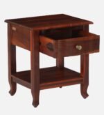 Troven Teak Wood Nightstand in Pale Flint Finish with Cabinet - Image 4