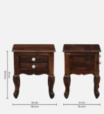 Daven Acacia Wood Nightstand in Golden Pebble Finish with Drawer - Image 4