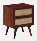 Felorn Sheesham Wood Bedside Table in Twilight Walnut Natural Finish - Image 5