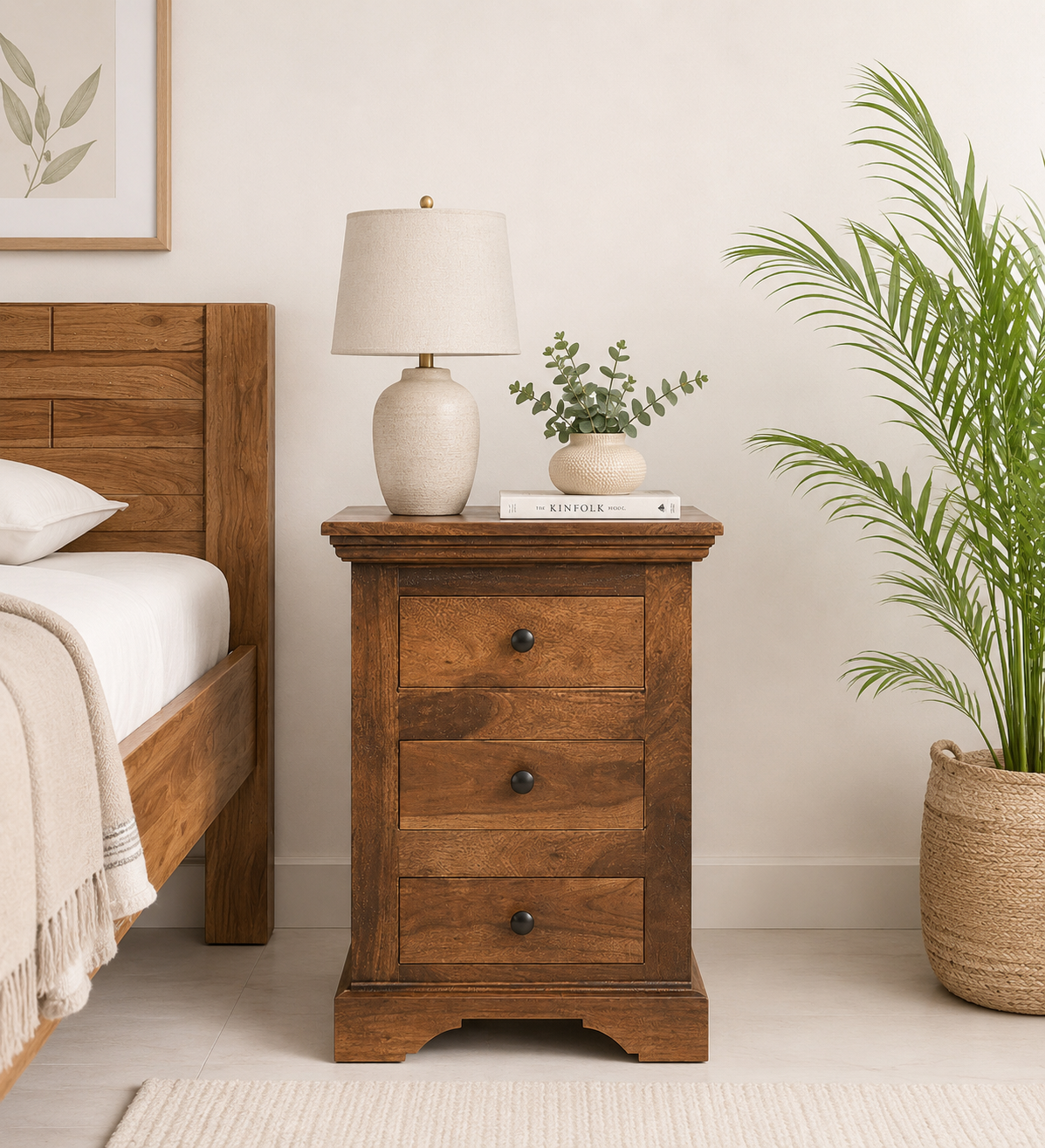 classic wood (3) Wolvorn Teak Wood Bedside Table in Toasted Grain Finish - Image 1