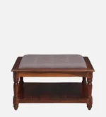 Birchwood Round Coffee Table with Wicker Shelf in White - Image 5