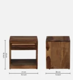 Nilsson Solid Sheesham Wood Nightstand in Natural Teak Finish - Image 8