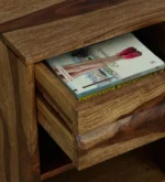 Kroven Acacia Wood Nightstand in Rustic Loam Finish with Drawer - Image 6