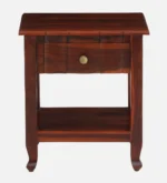 Troven Teak Wood Nightstand in Pale Flint Finish with Cabinet - Image 8