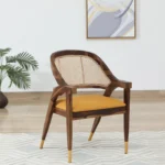 salvary Sheesham Wood Arm Chair In Scratch Resistant Provincial Teak Finish with Cane Mesh