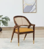 salvary Sheesham Wood Arm Chair In Scratch Resistant Provincial Teak Finish with Cane Mesh