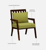 wilton Sheesham Wood Arm Chair In Green & Rustic Teak Finish - Image 4