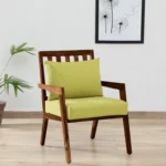 wilton Sheesham Wood Arm Chair In Green & Rustic Teak Finish