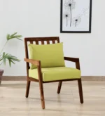 wilton Sheesham Wood Arm Chair In Green & Rustic Teak Finish