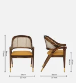 salvary Sheesham Wood Arm Chair In Scratch Resistant Provincial Teak Finish with Cane Mesh - Image 3