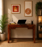 clone Sheesham Wood Writing Table in Scratch Resistant Honey Oak Finish
